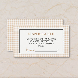 Tarjeta De Recepción Gingham Neutral Diaper Raffle Tickets Baby Shower