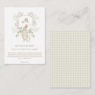Tarjeta De Recepción Gingham Peter the Rabbit Baby Shower Book Request