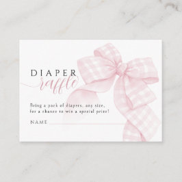Tarjeta De Recepción Gingham Pink Bow Baby Shower Diaper Raffle