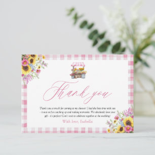 Tarjeta De Recepción Gingham Rosa Moderno Fresh Off The Market Gracias