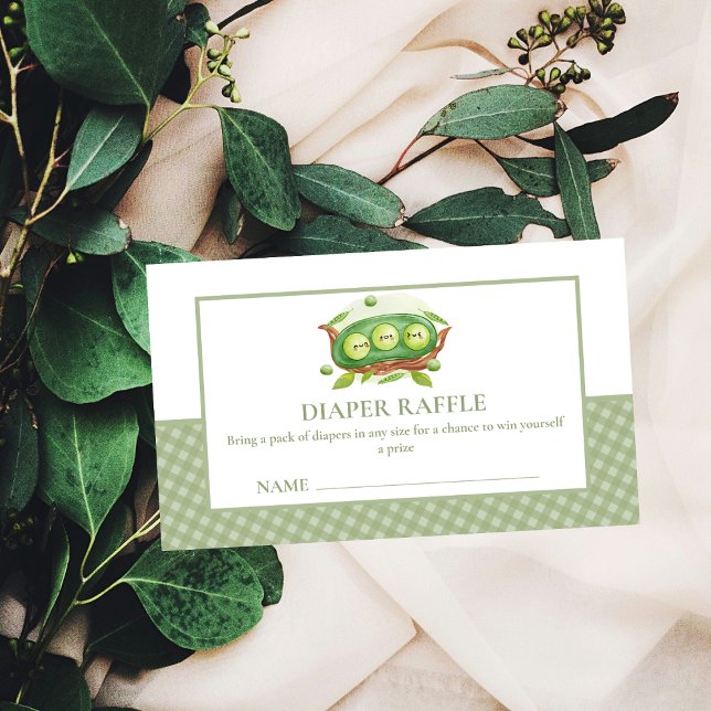 Tarjeta De Recepción Gingham Sweet Pea In Pod Diaper Raffle Baby Shower (Gingham Sweet Pea In Pod Diaper Raffle Baby Shower Enclosure Card)