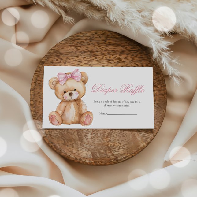 Tarjeta De Recepción Gingham Teddy Bear Baby Shower Diaper Raffle (Subido por el creador)