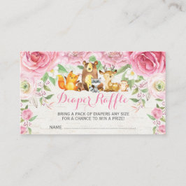 Tarjeta De Recepción Gir Woodland Pink Floral Baby Diaper Raffle Ticket