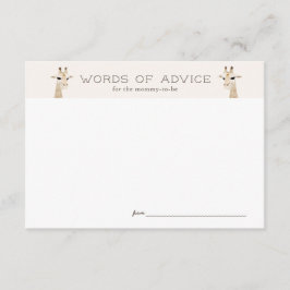 Tarjeta De Recepción Giraffe Baby Shower Beige Advance Card