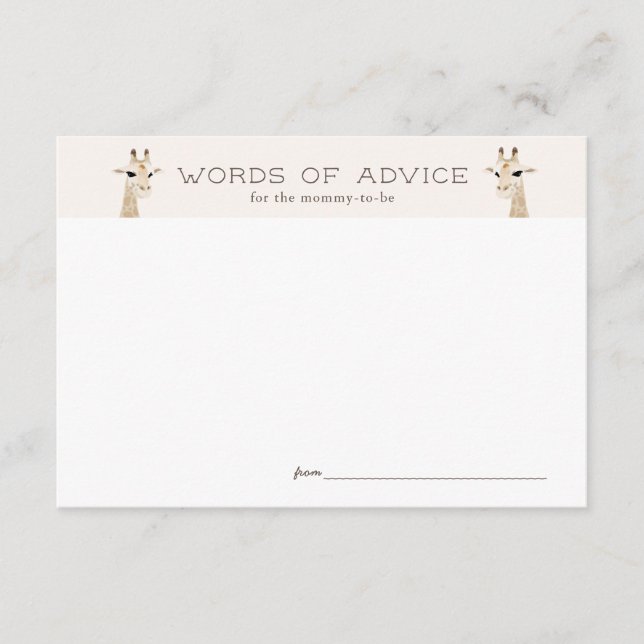 Tarjeta De Recepción Giraffe Baby Shower Beige Advance Card (Anverso)