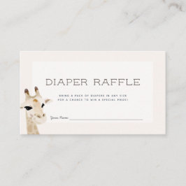 Tarjeta De Recepción Giraffe Baby Shower Beige Diaper Raffle Ticket