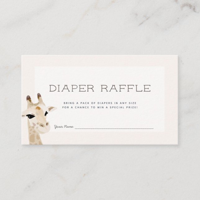 Tarjeta De Recepción Giraffe Baby Shower Beige Diaper Raffle Ticket (Anverso)