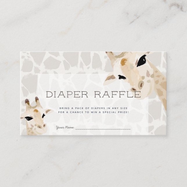 Tarjeta De Recepción Giraffe Baby Shower Diaper Raffle Ticket (Anverso)