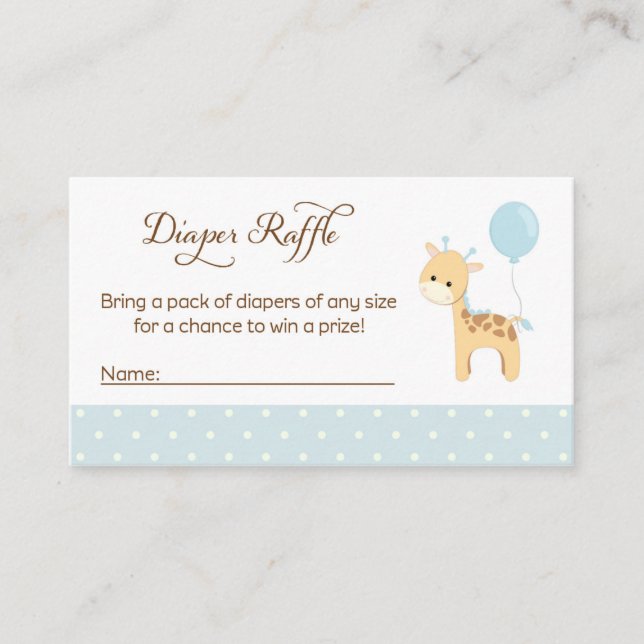 Tarjeta De Recepción Giraffe Baby Shower Diaper Raffle Tickets (Anverso)