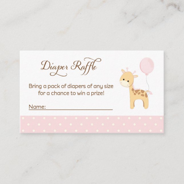 Tarjeta De Recepción Giraffe Baby Shower Diaper Raffle Tickets (Anverso)