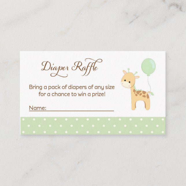 Tarjeta De Recepción Giraffe Baby Shower Diaper Raffle Tickets (Anverso)