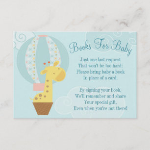 Tarjeta De Recepción Giraffe Balloon Baby Shower Book Card Trae un libr