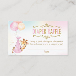 Tarjeta De Recepción Giraffe Balloons Baby Shower Diaper Raffle Ticket