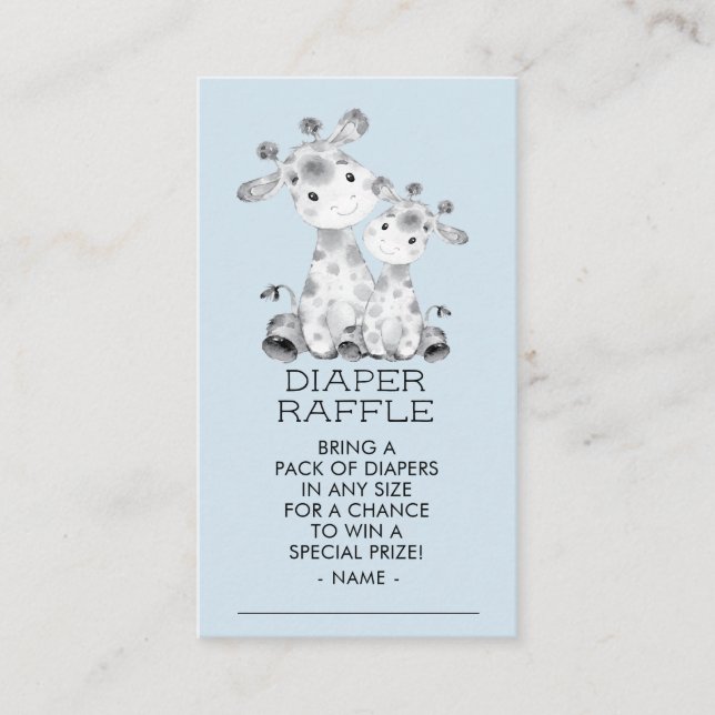 Tarjeta De Recepción Giraffe Boys Baby Shower Diaper Raffle Ticket (Anverso)