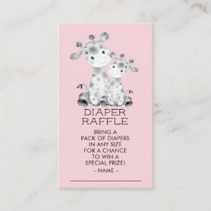Tarjeta De Recepción Giraffe Chicas Baby Shower Diaper Raffle Ticket