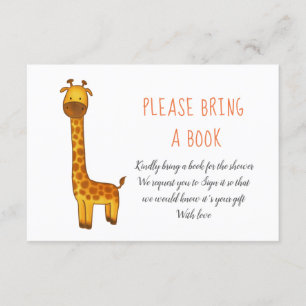 Tarjeta De Recepción Giraffe Cute Minimalista Baby Shower Trae Un Libro