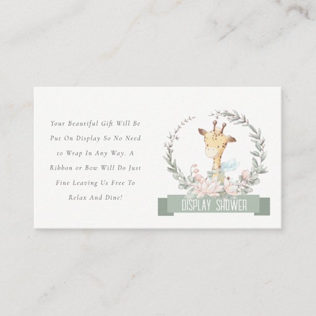 Tarjeta De Recepción Giraffe Floral Wreath Display Shower Baby Shower (Anverso)