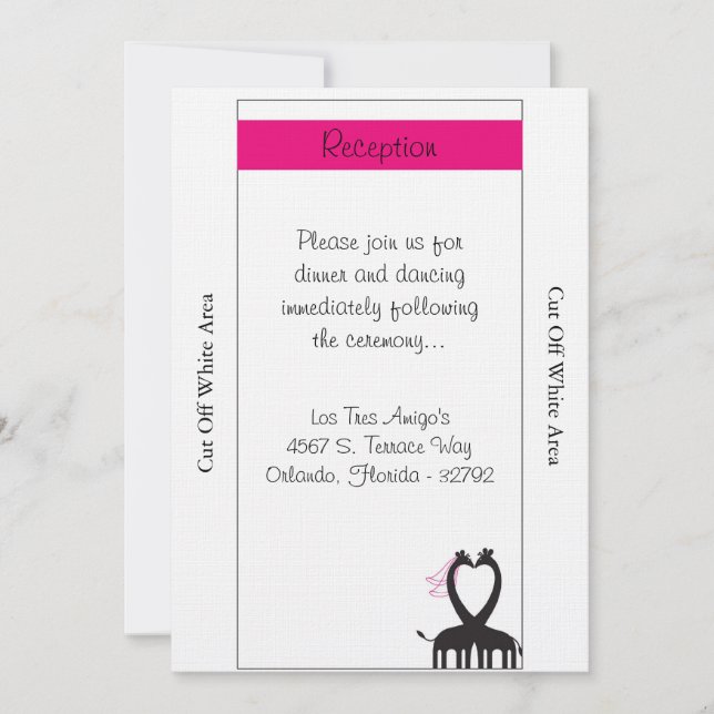 Tarjeta de recepción Giraffe Heart Wedding (Anverso)