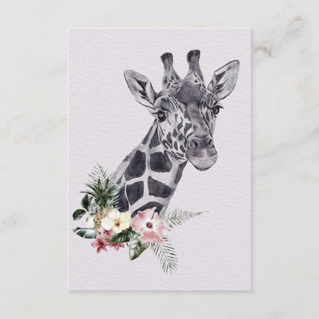 Tarjeta De Recepción Giraffe Lover Girafa Animal Con Flor (Anverso)
