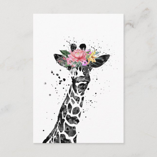 Tarjeta De Recepción Giraffe Lover Giraffe Y Flor (Anverso)