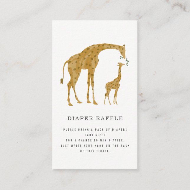 Tarjeta De Recepción Giraffe Mother y Baby Shower Diaper Raffle (Anverso)