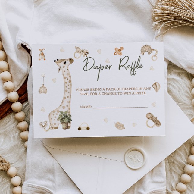 Tarjeta De Recepción Giraffe Nursery Boho Baby Shower Diaper Raffle (Subido por el creador)