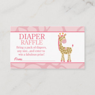 Tarjeta De Recepción Giraffe rosa Jungle Jill Baby Shower Diaper Raffle