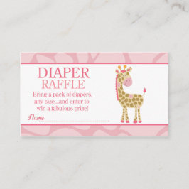 Tarjeta De Recepción Giraffe rosa Jungle Jill Baby Shower Diaper Raffle