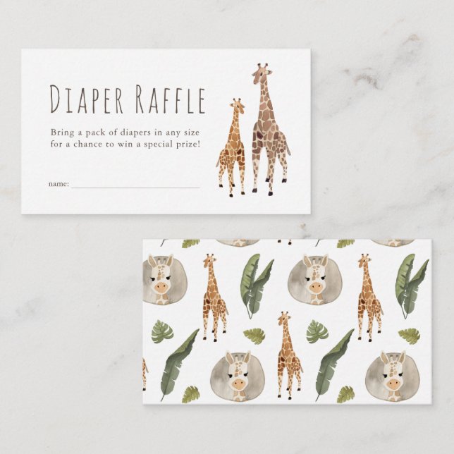 Tarjeta De Recepción Giraffe Safari Baby Shower Diaper Raffle Ticket (Anverso / Reverso)