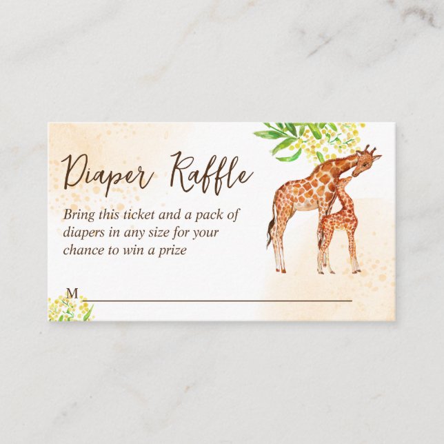 Tarjeta De Recepción Giraffe safari bebé ducha de pañales rifa (Anverso)