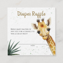 Tarjeta De Recepción Giraffe Safari Sage Green Diaper Raffle Ticket