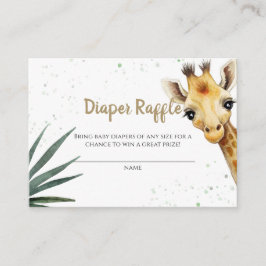 Tarjeta De Recepción Giraffe Safari Sage Green Diaper Raffle Ticket