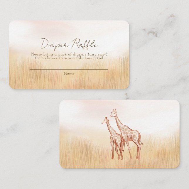 Tarjeta De Recepción Giraffe Savanah Baby Shower Diaper Raffle (Anverso / Reverso)