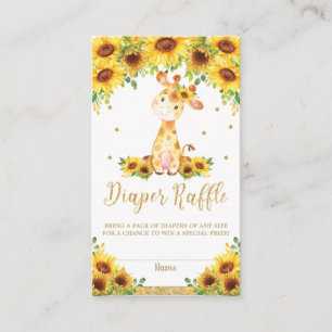 Tarjeta De Recepción Giraffe Sunflower Baby Shower Diaper Raffle