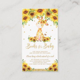 Tarjeta De Recepción Giraffe Sunflower Baby Shower trae un libro