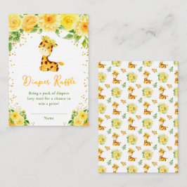 Tarjeta De Recepción Giraffe Yellow Floral Baby Shower Diaper Raffle