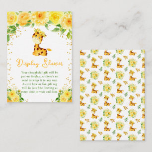 Tarjeta De Recepción Giraffe Yellow Floral Display Baby Shower