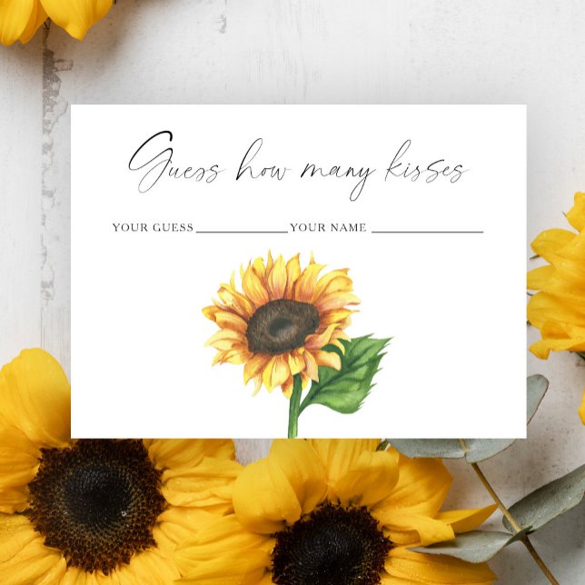 Tarjeta De Recepción Girasol Adivina cuántos besos de juego de novias (Subido por el creador)