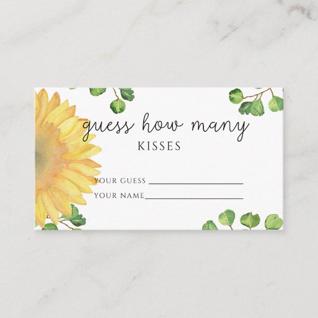 Tarjeta De Recepción Girasol adivina cuántos besos juego de boda (Anverso)