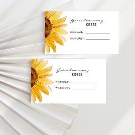 Tarjeta De Recepción Girasol adivina cuántos besos juego de novias