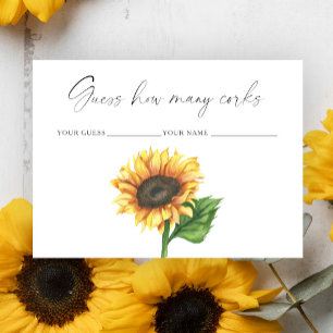 Tarjeta De Recepción Girasol Adivina cuántos corchos juego de boda