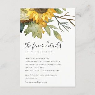 TARJETA DE RECEPCIÓN GIRASOL AMARILLO ACUARELA FLORAL DETALLE DE BODA