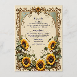 Tarjeta De Recepción Girasol amarillo con boda de marco de arte