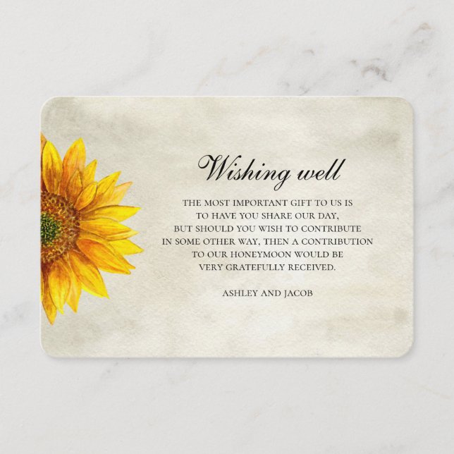 Tarjeta De Recepción Girasol. Boda de flores rusas deseando lo mejor (Anverso)