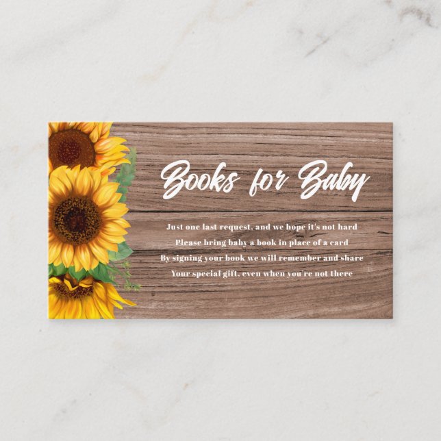 Tarjeta De Recepción Girasol de Otoño | Libros para Bebé | Shower de Be (Anverso)