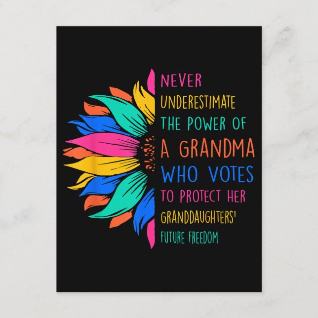 Tarjeta De Recepción Girasol Nunca Subestimes El Poder De La Abuela (Anverso)