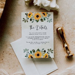 Tarjeta De Recepción Girasol ruso | Detalles del Boda de acuarela