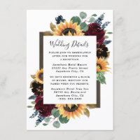 Girasol y Rosas Boda Azul de la Marina Roja Borgoñ