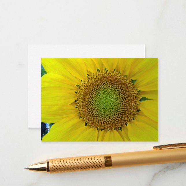 Tarjeta De Recepción Girasol y semillas, espiral, relación dorada (Anverso/Reverso In Situ)