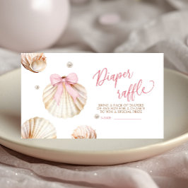 Tarjeta De Recepción Girl Pink Bow Shell Baby Shower Diaper Raffle